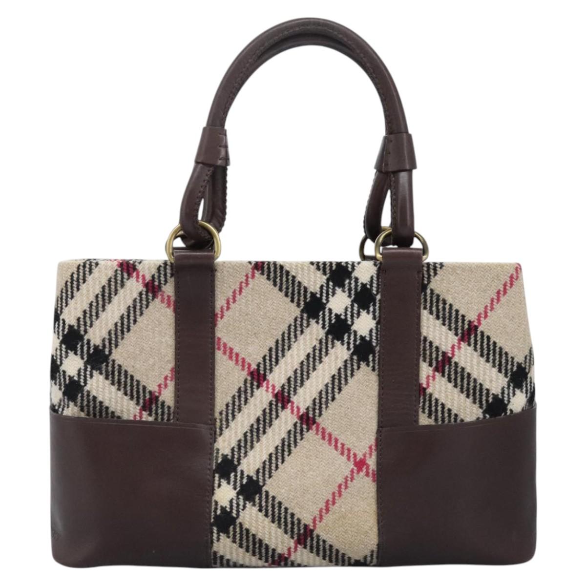 Burberry Nova Check Beige Wool Handbag (Pre-Owned)