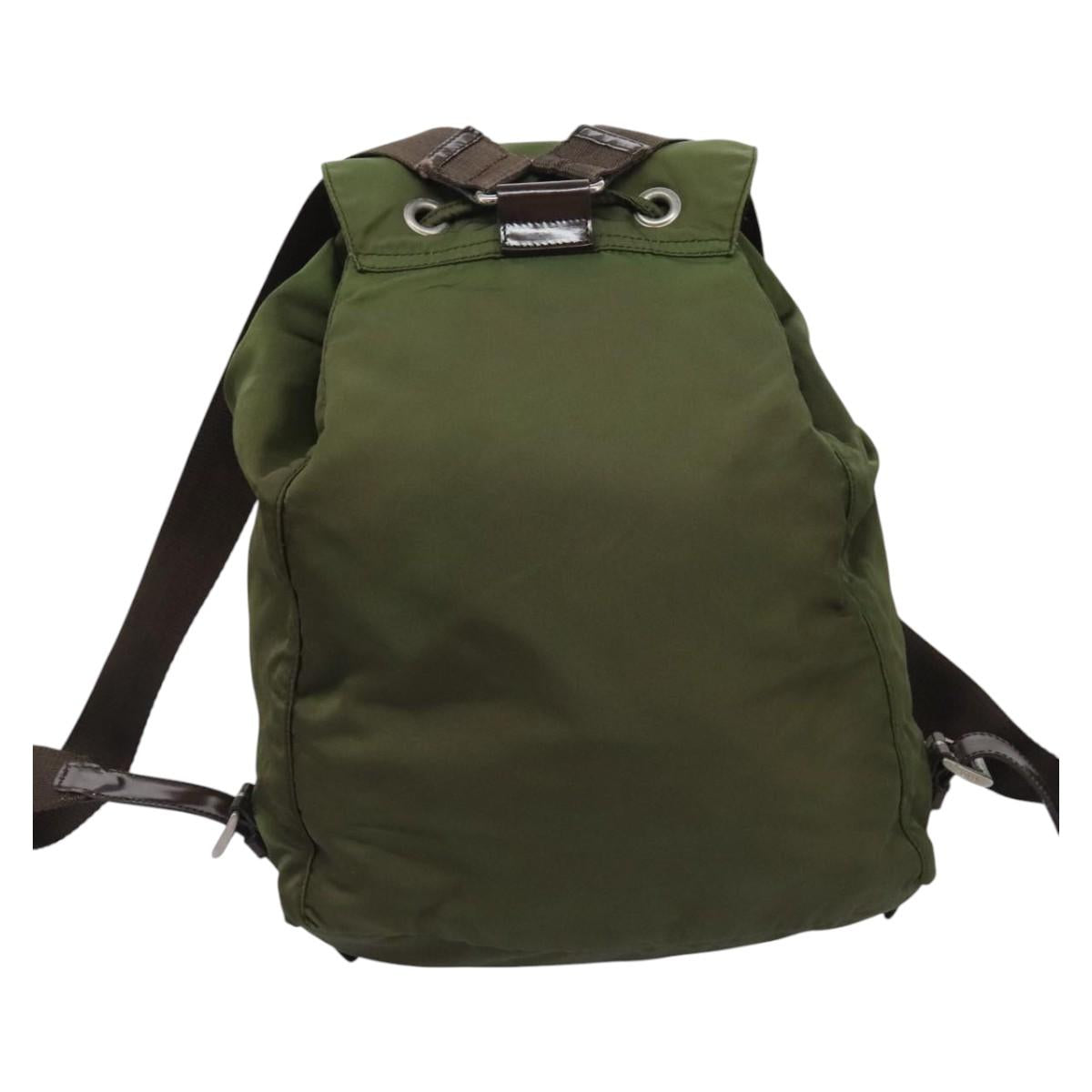Prada Re-Nylon Khaki Synthetic Backpack Bag (Pre-Owned)