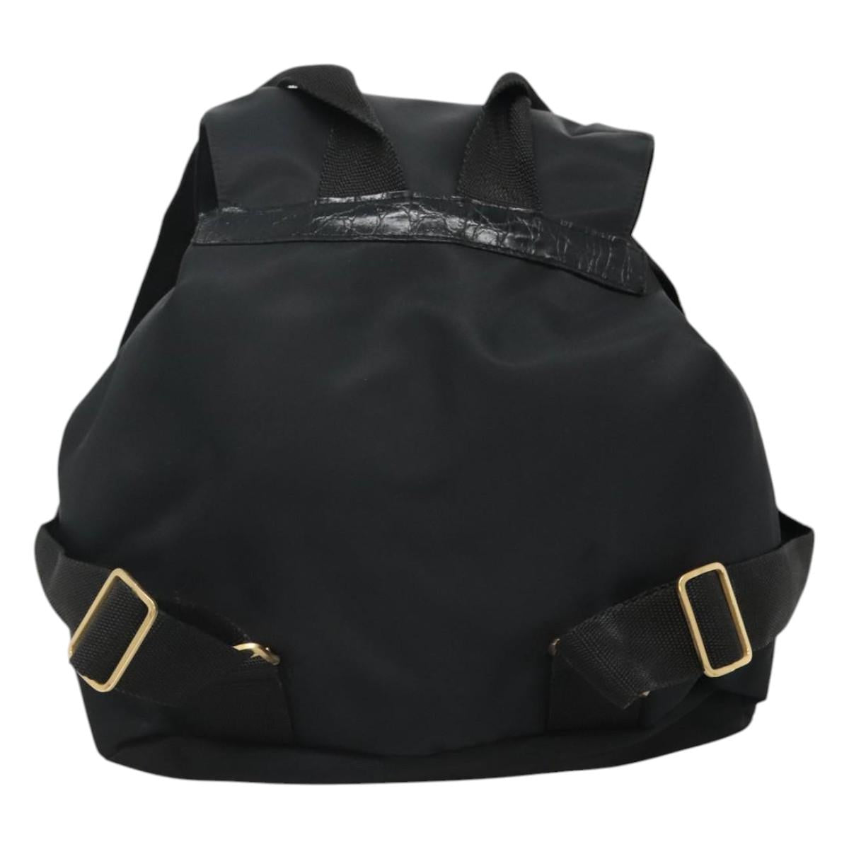 Versace Gianni Black Synthetic Backpack Bag (Pre-Owned)