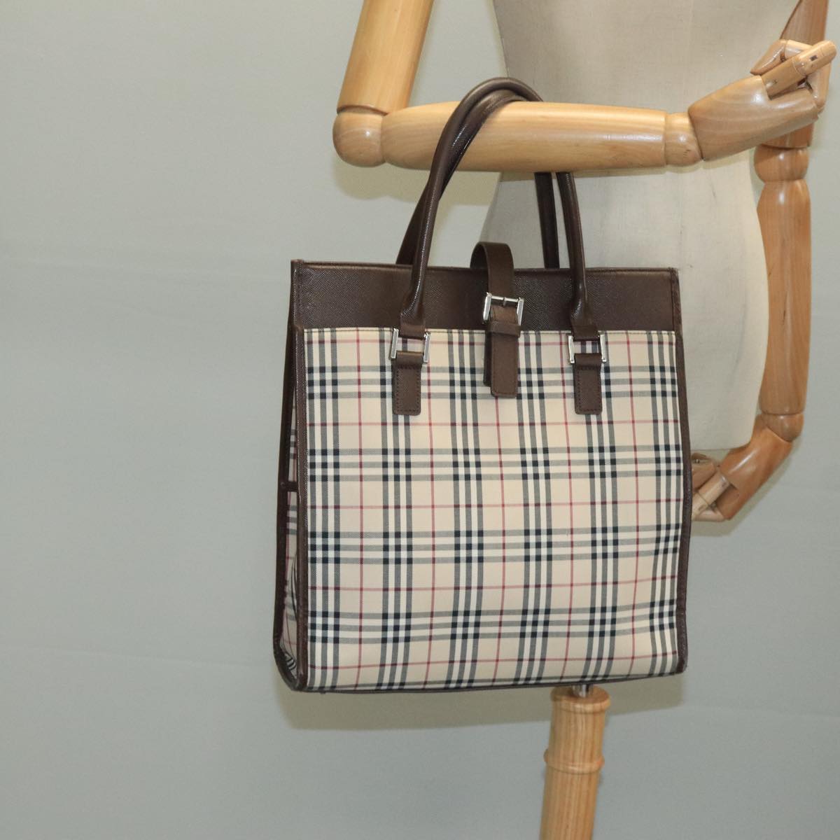 Burberry Nova Check Beige Canvas Tote Bag (Pre-Owned)