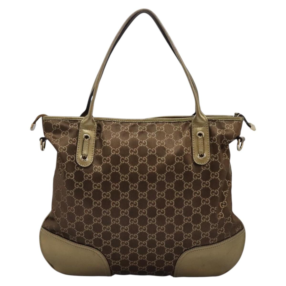 Gucci Princy Brown Canvas Tote Bag (Pre-Owned)