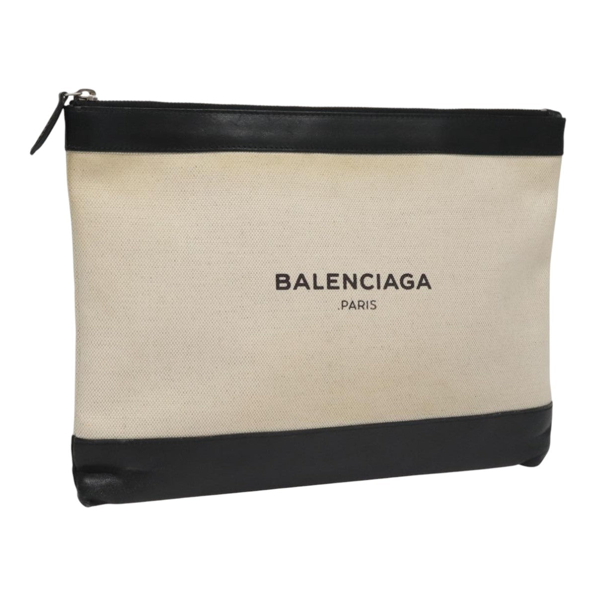 Balenciaga Clip Beige Canvas Clutch Bag (Pre-Owned)