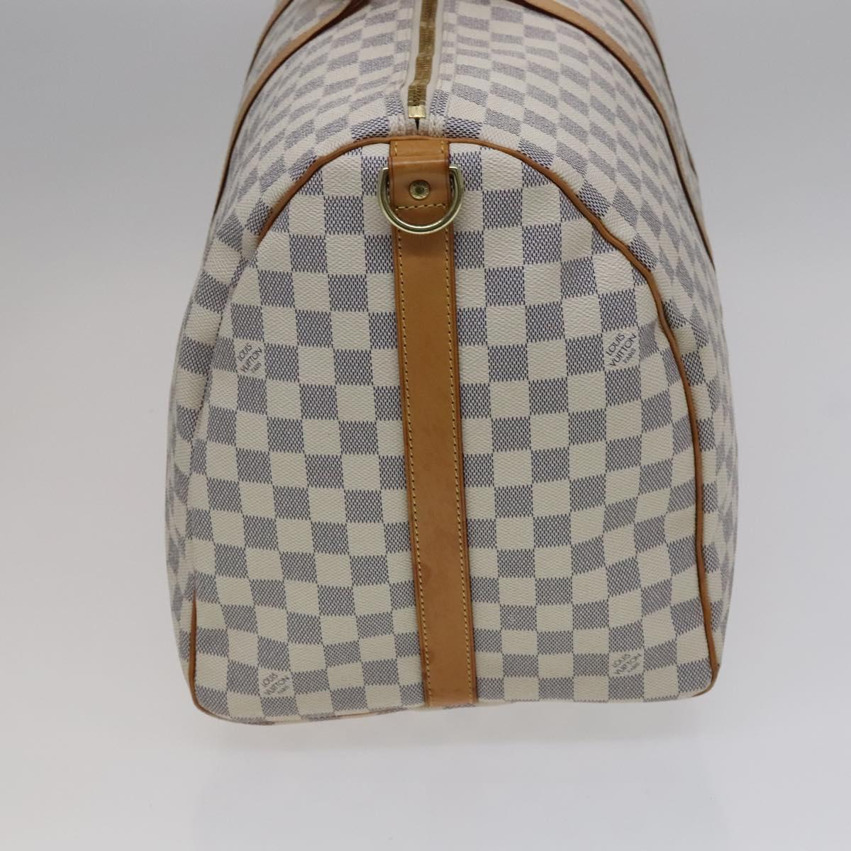 Louis Vuitton Keepall Bandouliere 55 White Canvas Travel Bag (Pre-Owned)