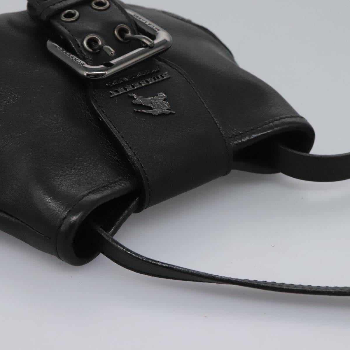 Burberry Nova Check Black Leather Shoulder Bag (Pre-Owned)