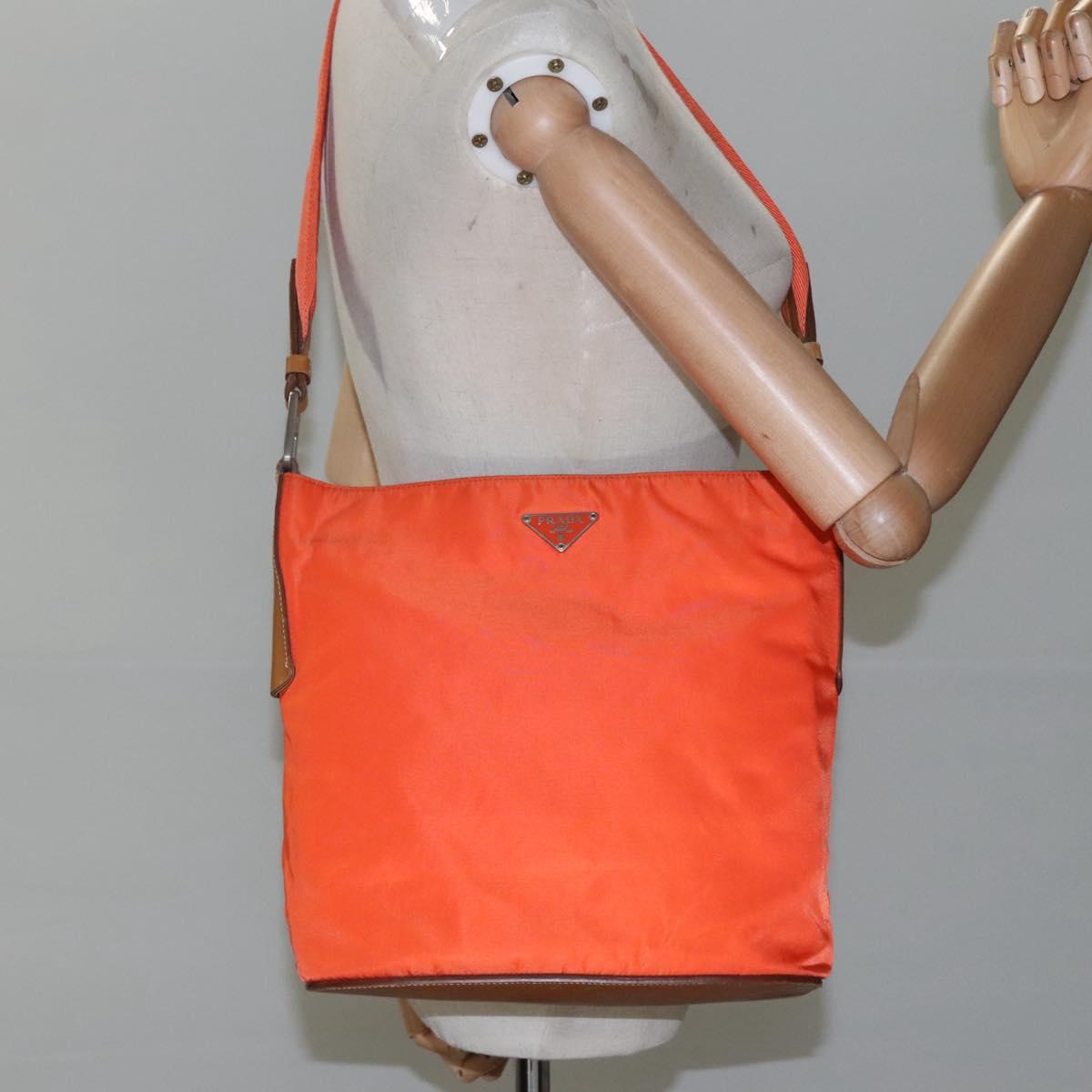 Prada Re-Nylon Orange Synthetic Shoulder Bag (Pre-Owned)
