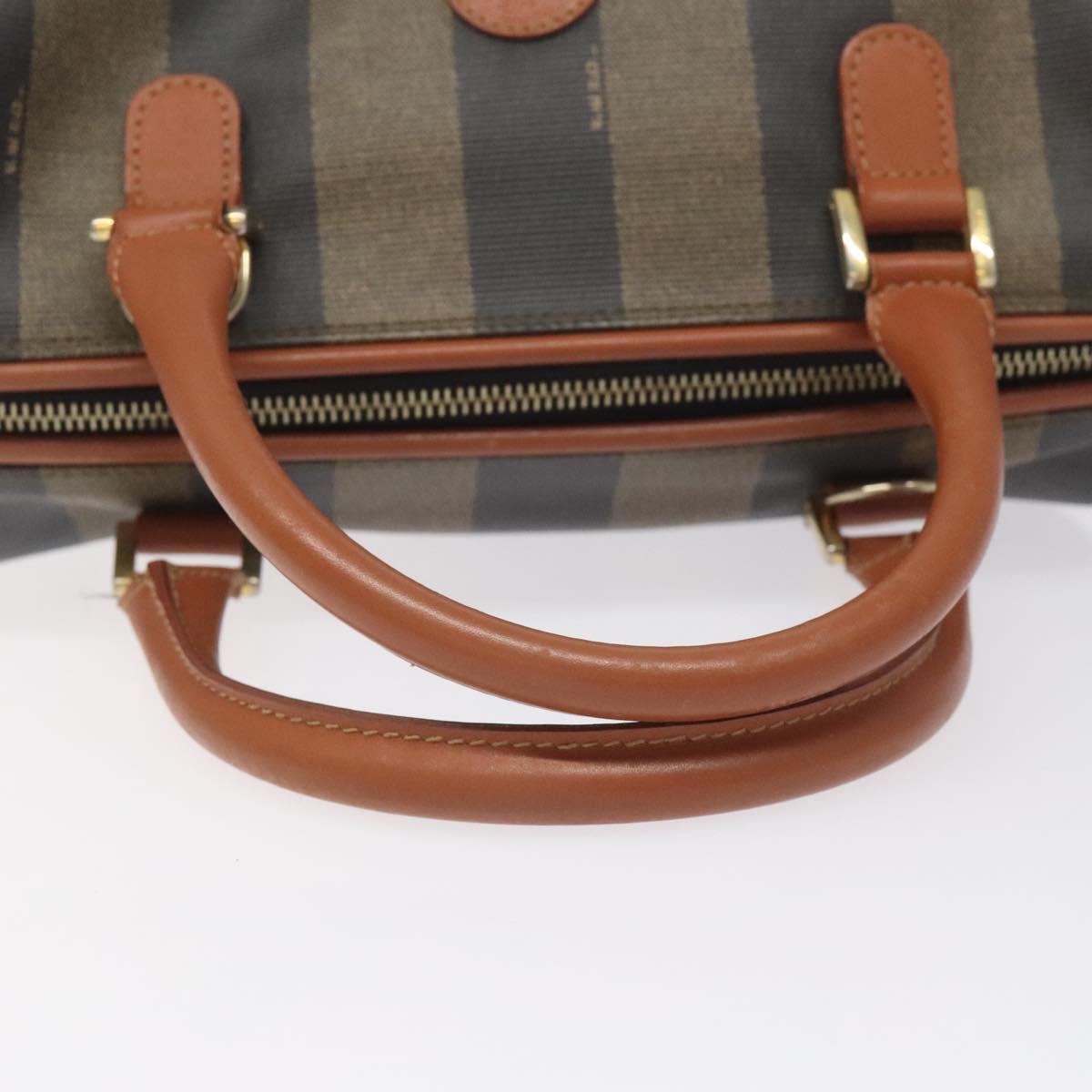 Fendi Pequin Brown Canvas Handbag (Pre-Owned)