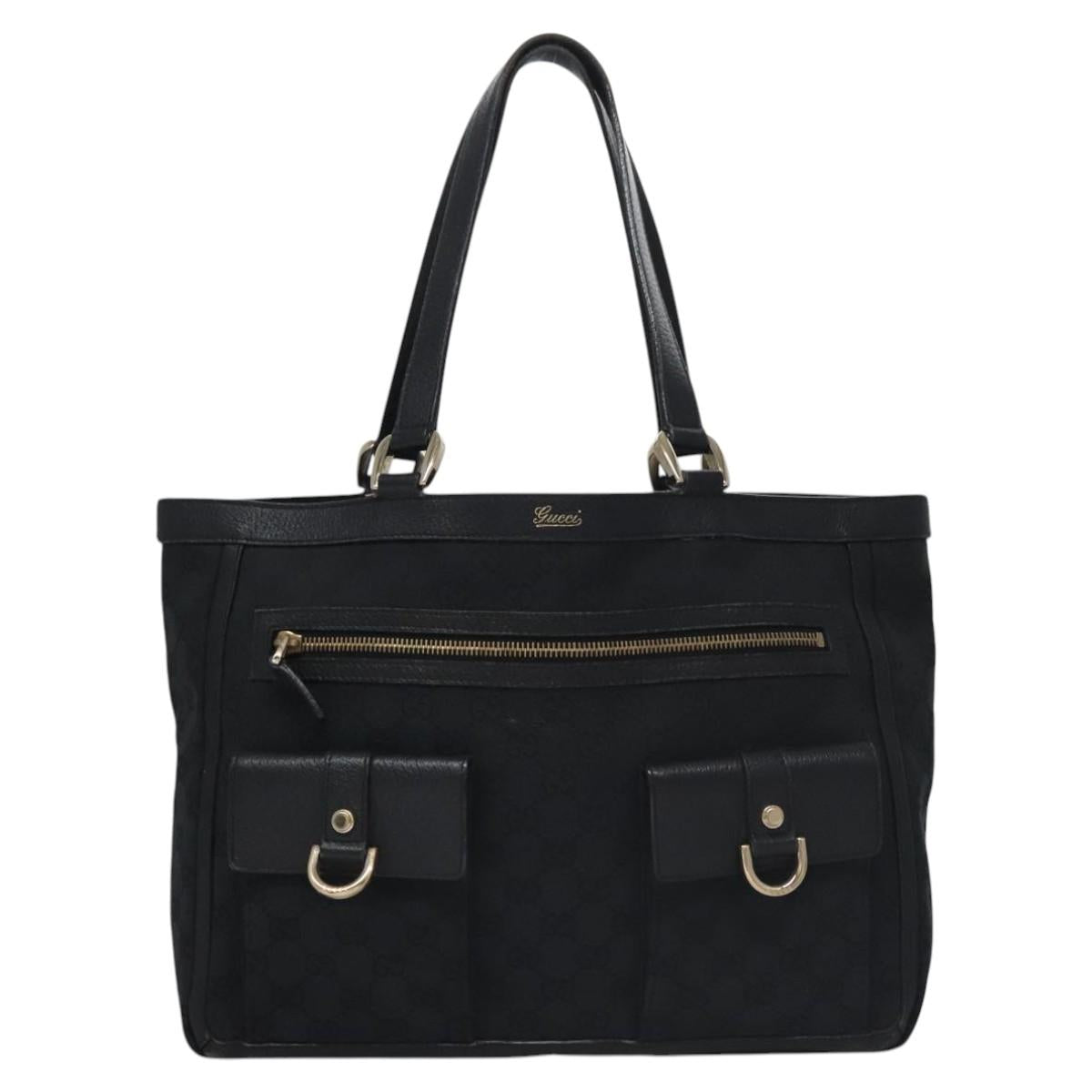 Gucci Abbey Black Canvas Tote Bag (Pre-Owned)
