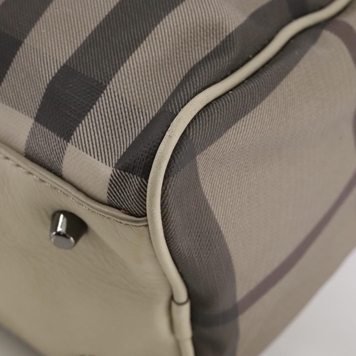 Burberry Smoke Check Grey Canvas Handbag (Pre-Owned)