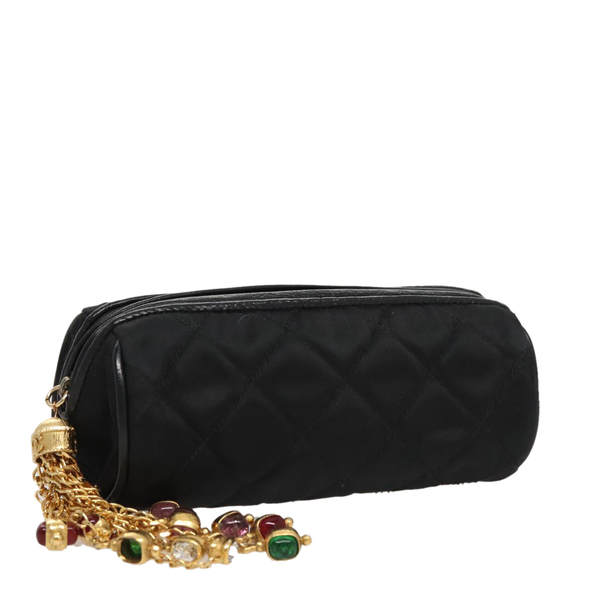 Chanel Gripoix Black Silk Clutch Bag (Pre-Owned)