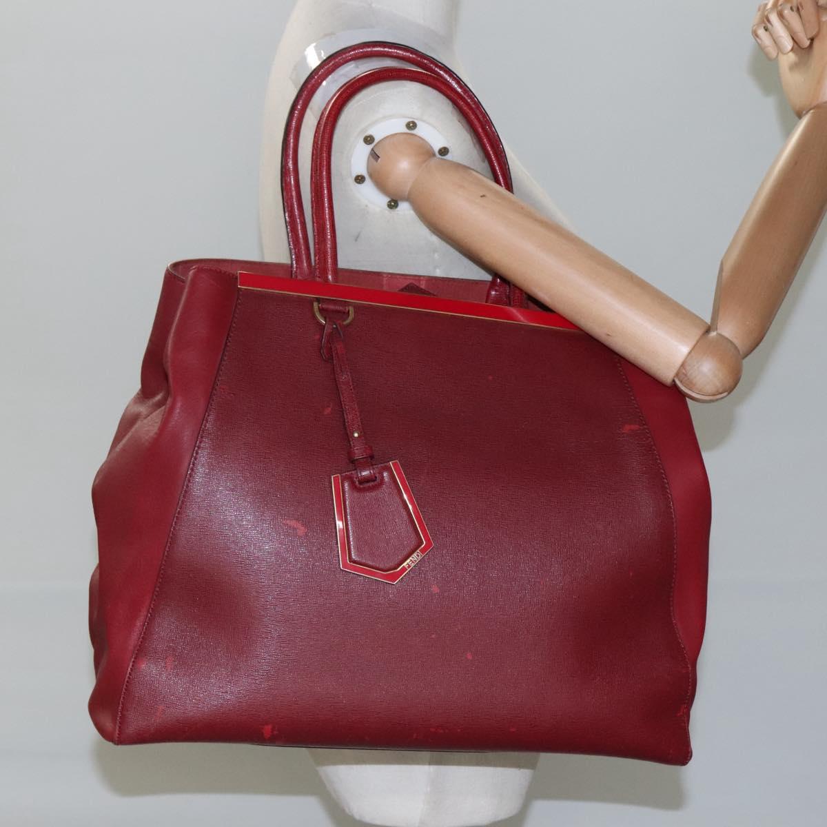 Fendi 2Jours Red Leather Tote Bag (Pre-Owned)