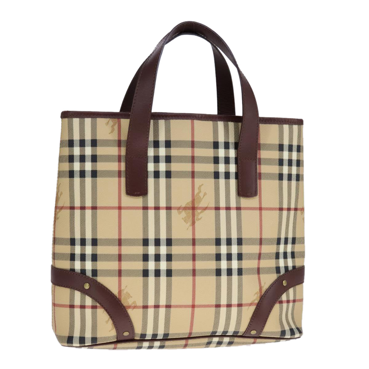 Burberry Haymarket Beige Canvas Tote Bag (Pre-Owned)