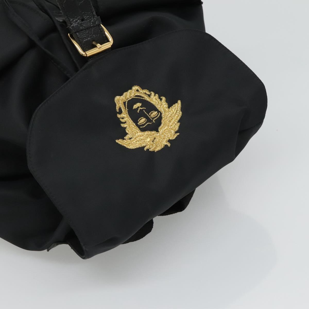 Versace Gianni Black Synthetic Backpack Bag (Pre-Owned)