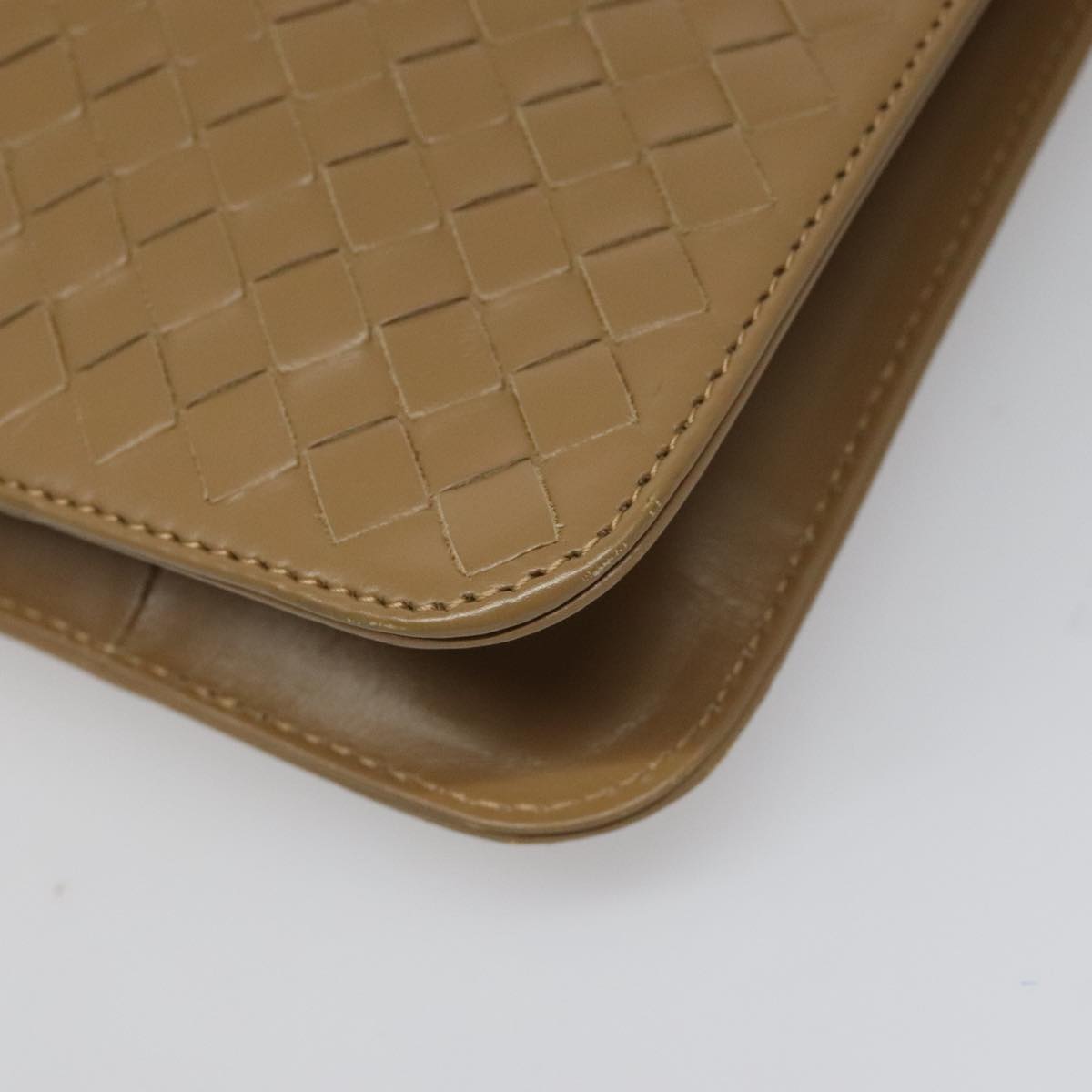 Bottega Veneta Intrecciato Beige Leather Briefcase Bag (Pre-Owned)