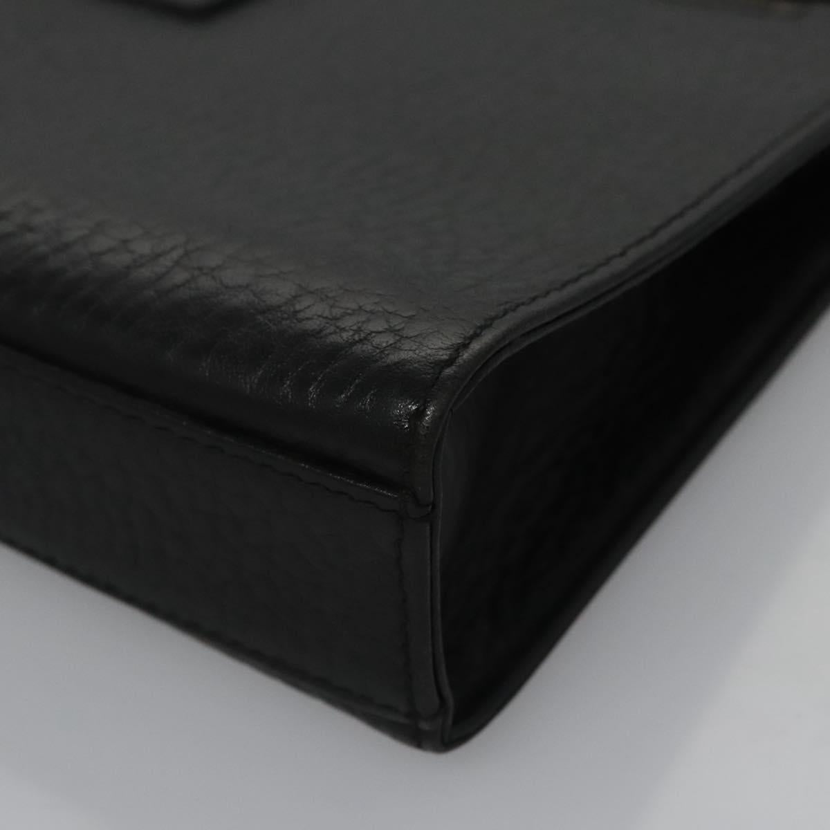 Burberry Check Link Black Leather Clutch Bag (Pre-Owned)