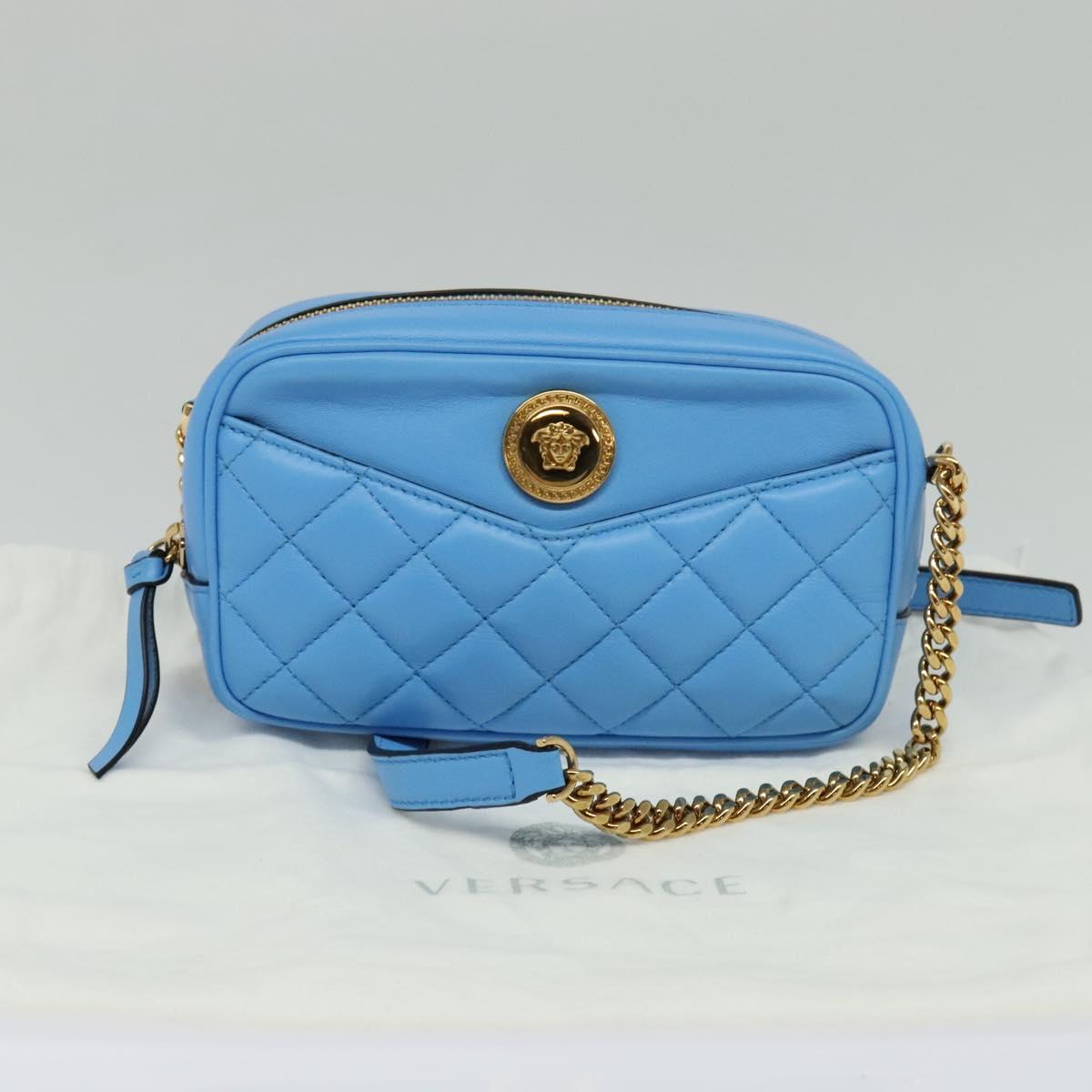 Versace Medusa Blue Leather Shoulder Bag (Pre-Owned)