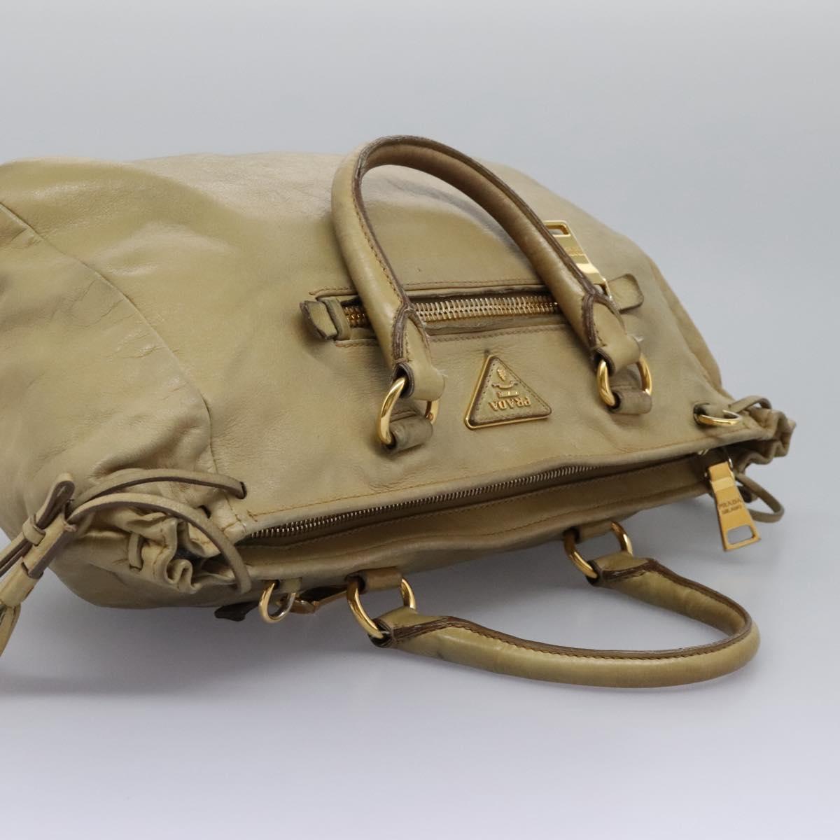 Prada Vitello Beige Leather Handbag (Pre-Owned)