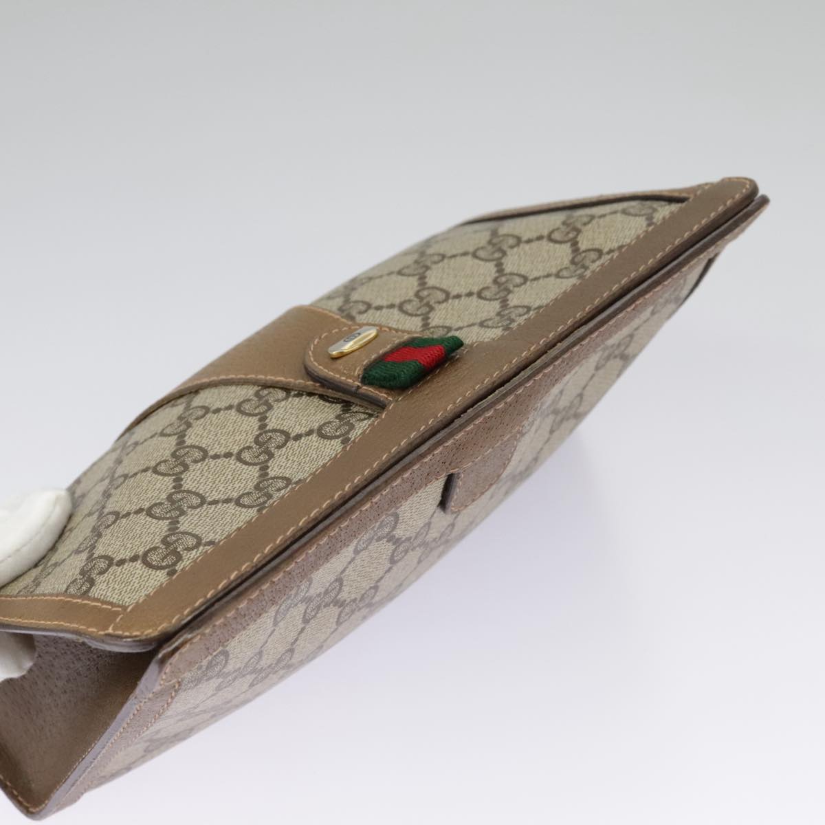 Gucci Ophidia Beige Canvas Clutch Bag (Pre-Owned)