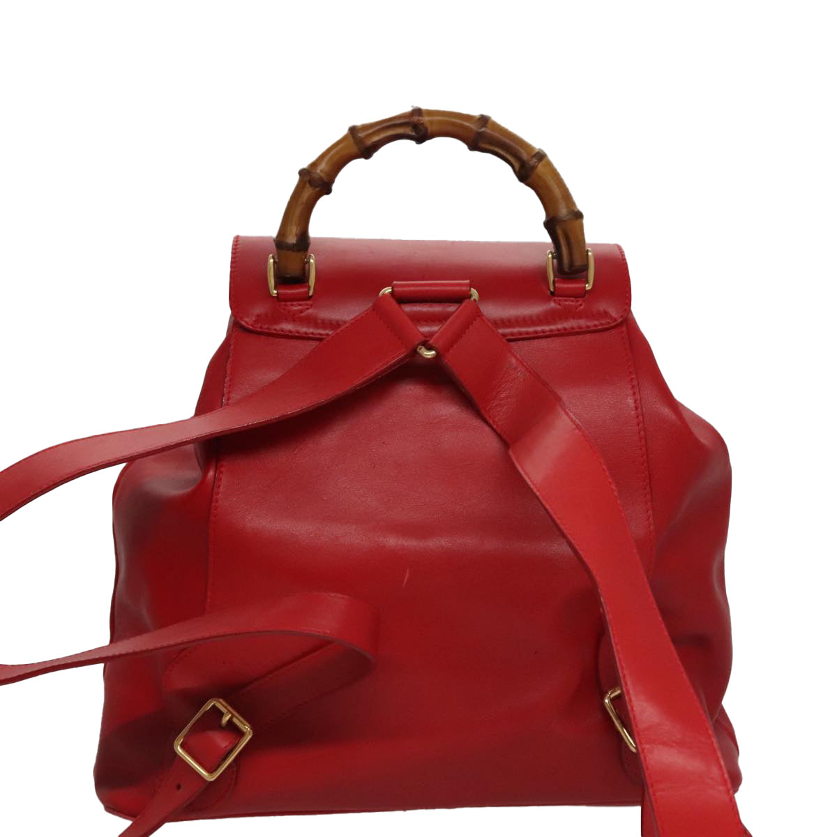 Gucci Bamboo Red Leather Backpack Bag (Pre-Owned)