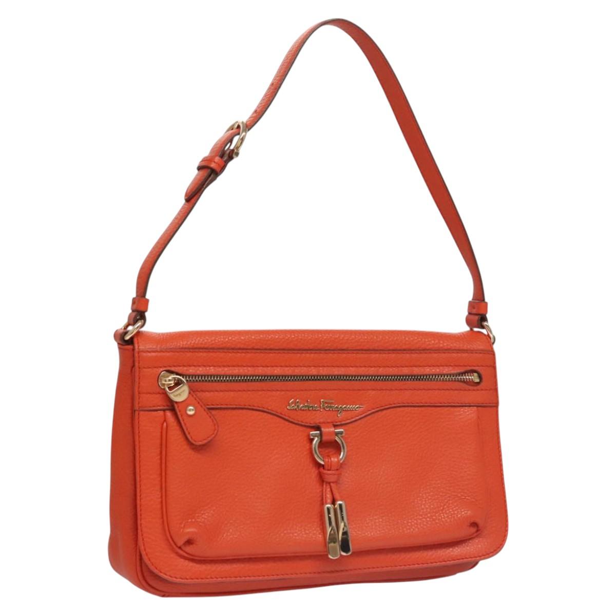 Salvatore Ferragamo Orange Leather Shoulder Bag (Pre-Owned)