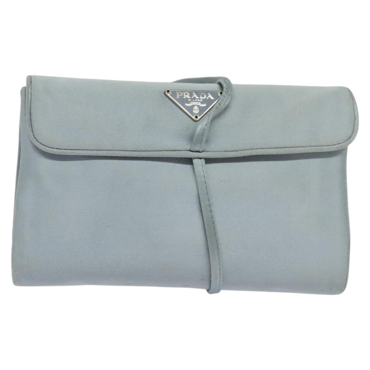 Prada Cosmetic Pouch Turquoise Synthetic Clutch Bag (Pre-Owned)