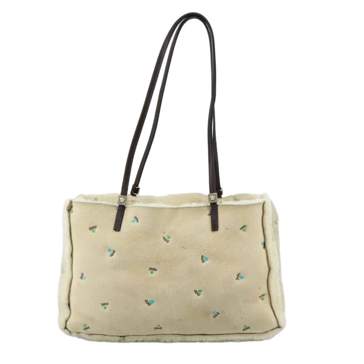 Versace Beige Wool Shoulder Bag (Pre-Owned)