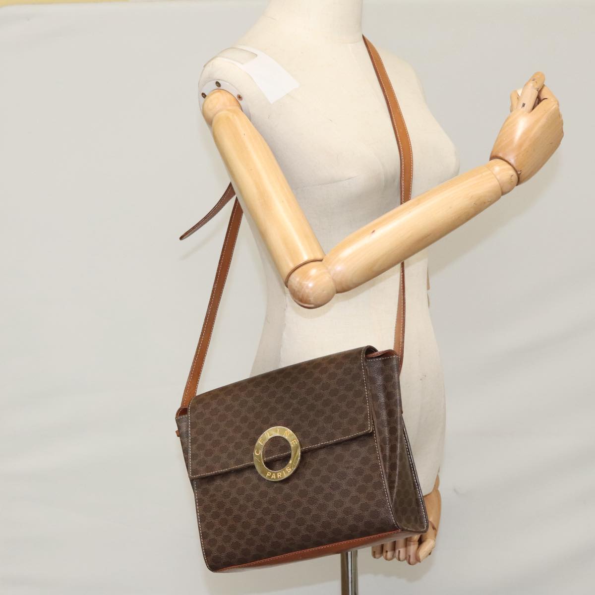 Céline Macadam Brown Canvas Shoulder Bag (Pre-Owned)