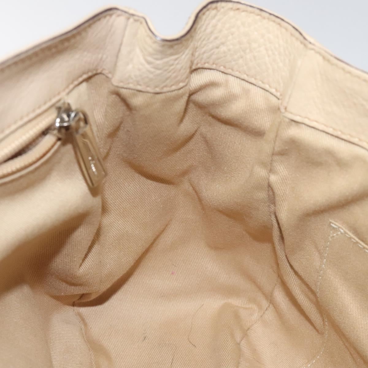 Salvatore Ferragamo Gancini Beige Leather Shoulder Bag (Pre-Owned)