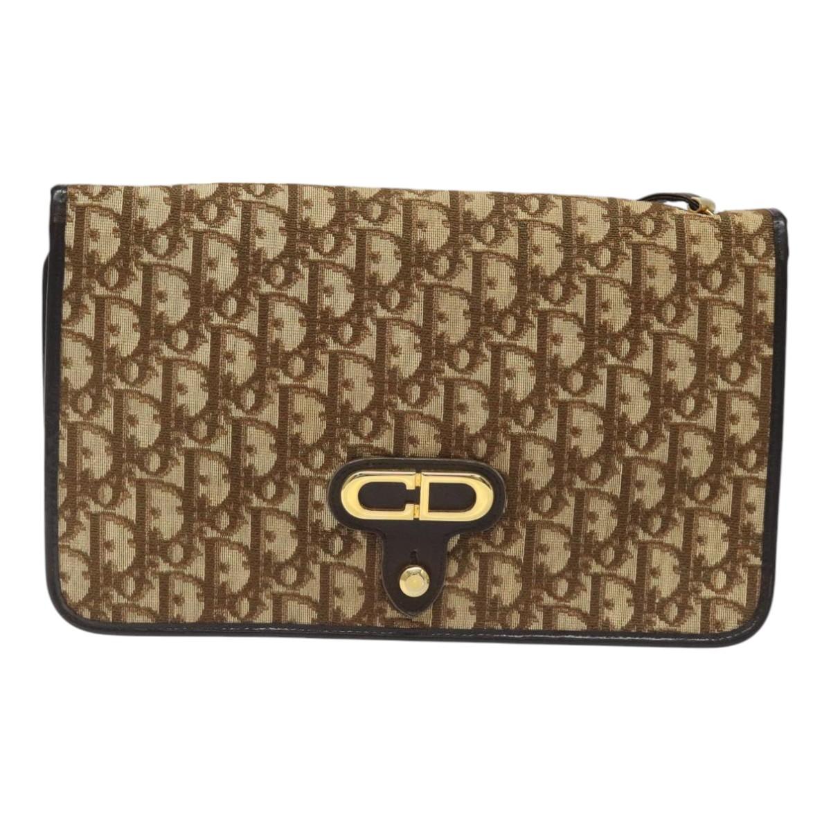 Dior Trotteur Brown Canvas Shoulder Bag (Pre-Owned)