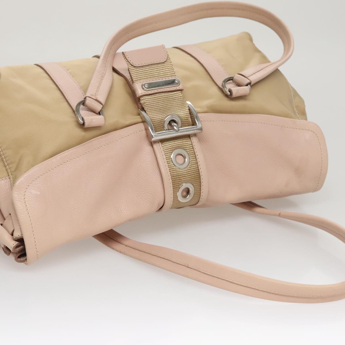 Prada Beige Synthetic Shoulder Bag (Pre-Owned)