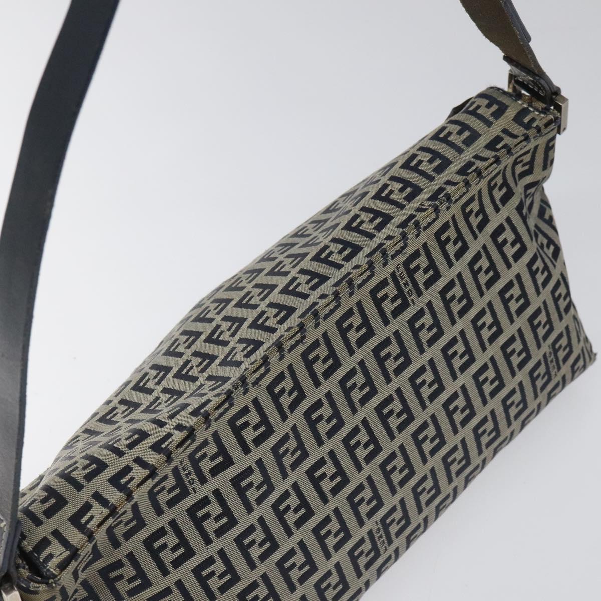 Fendi Zucchino Navy Canvas Shoulder Bag (Pre-Owned)
