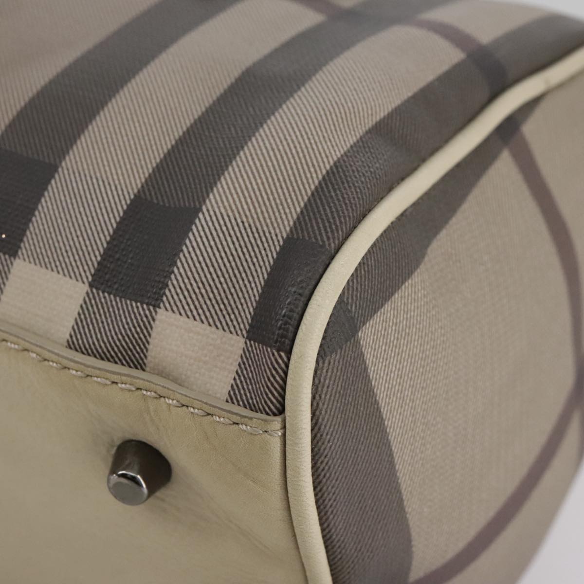 Burberry Smoke Check Grey Canvas Handbag (Pre-Owned)