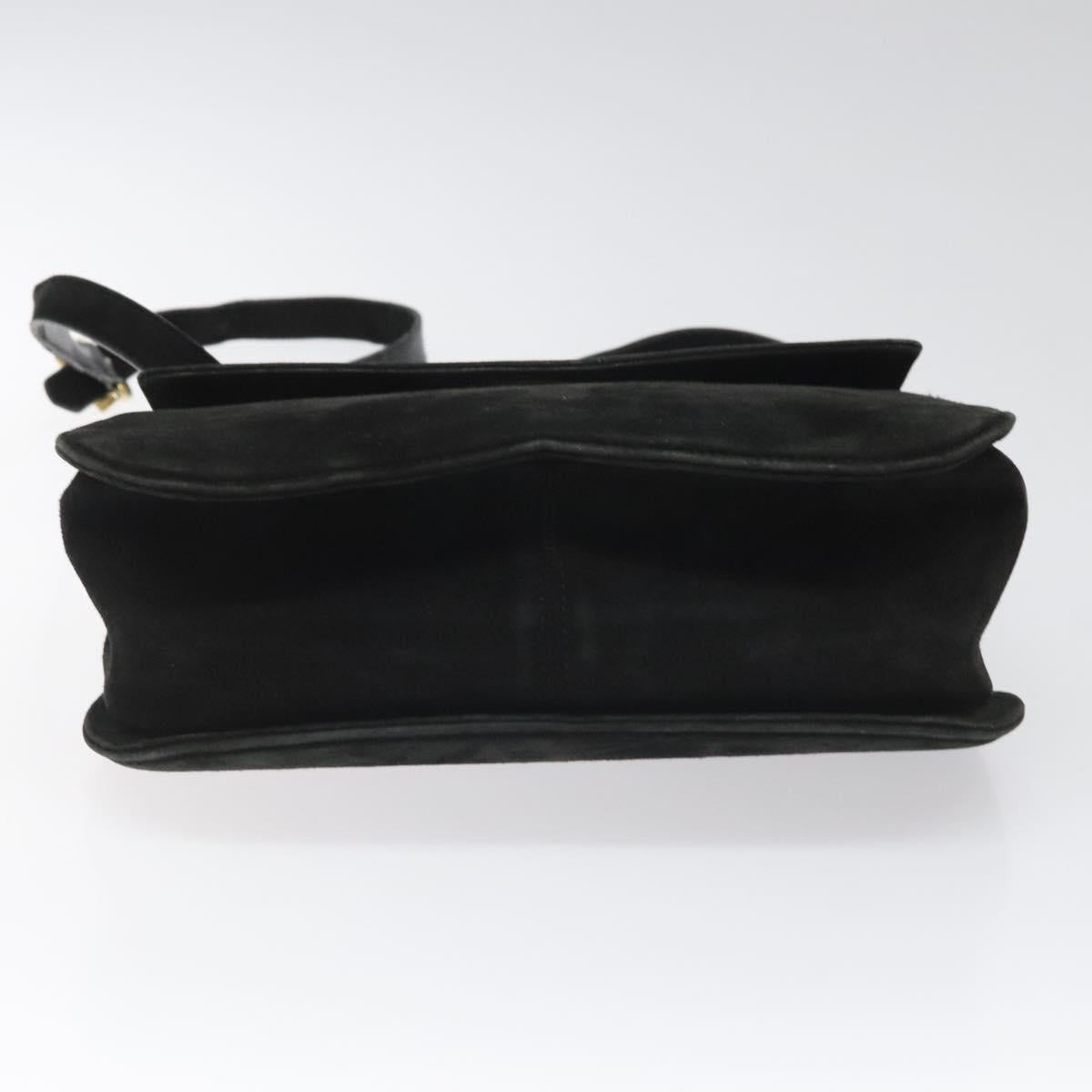 Salvatore Ferragamo Gancini Black Suede Shoulder Bag (Pre-Owned)