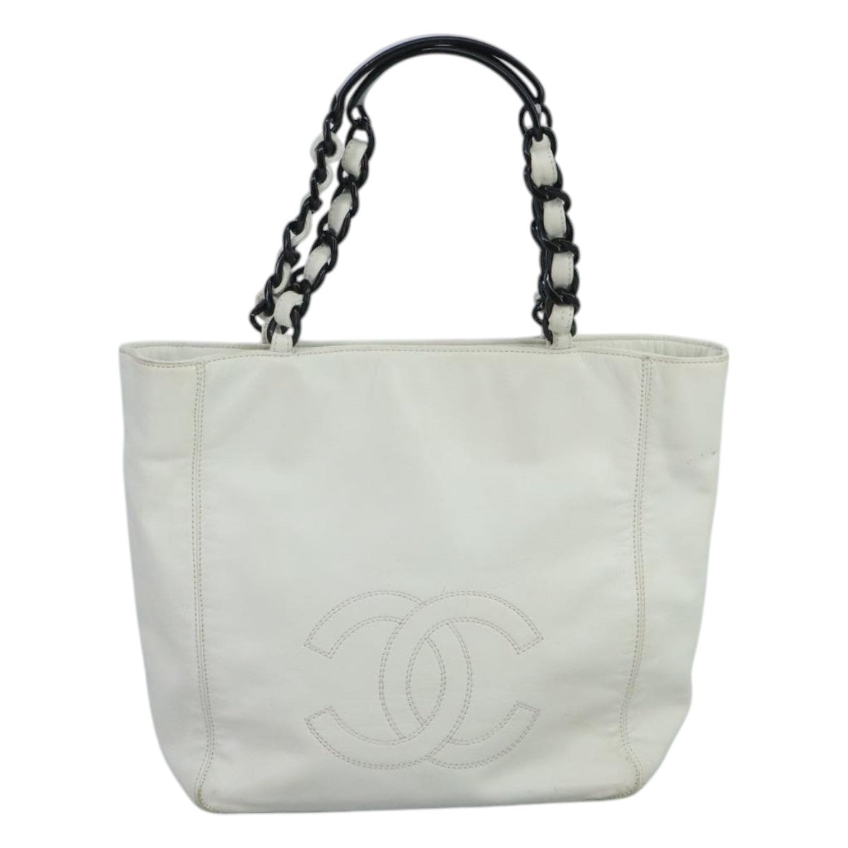 Chanel Shopping White Leather Tote Bag (Pre-Owned)