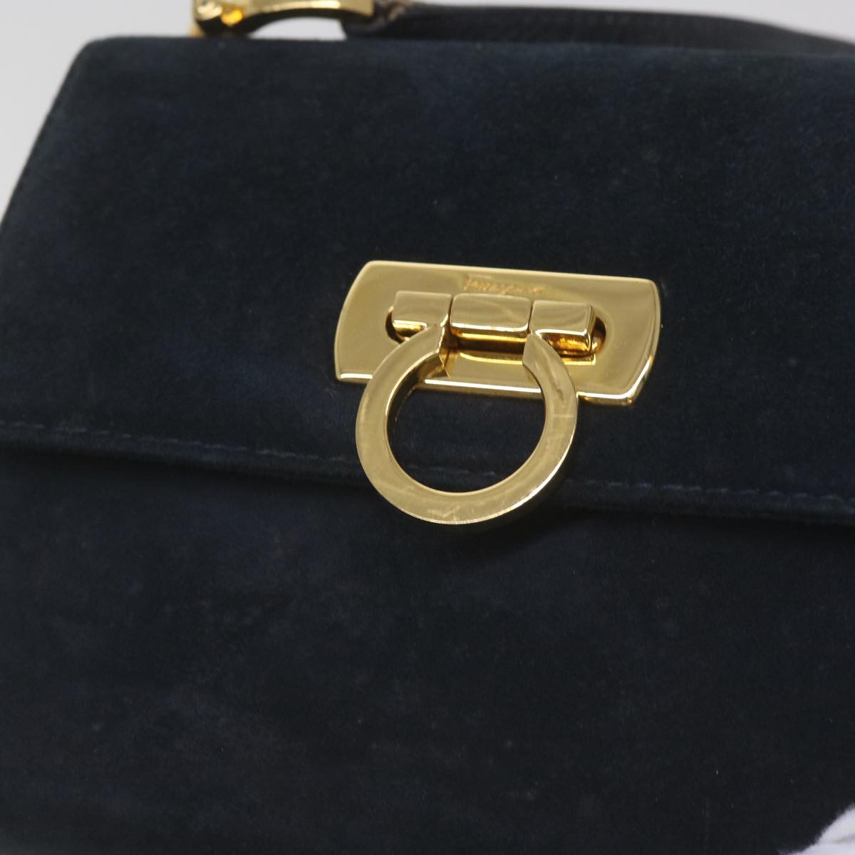 Salvatore Ferragamo Gancini Black Suede Shoulder Bag (Pre-Owned)
