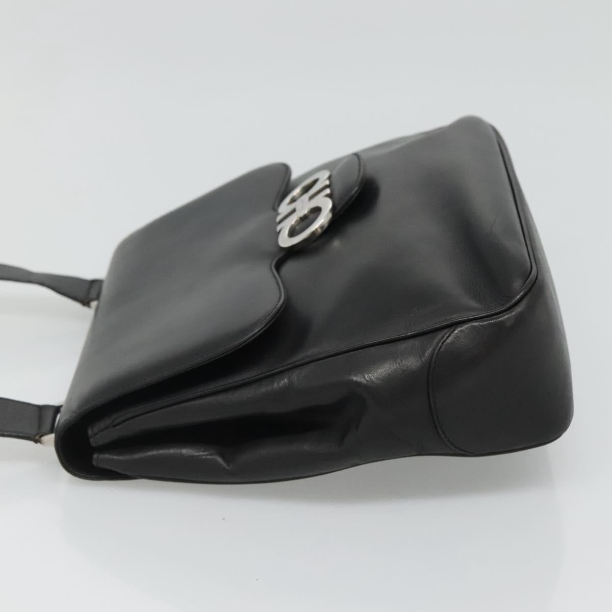Salvatore Ferragamo Gancini Black Leather Shoulder Bag (Pre-Owned)