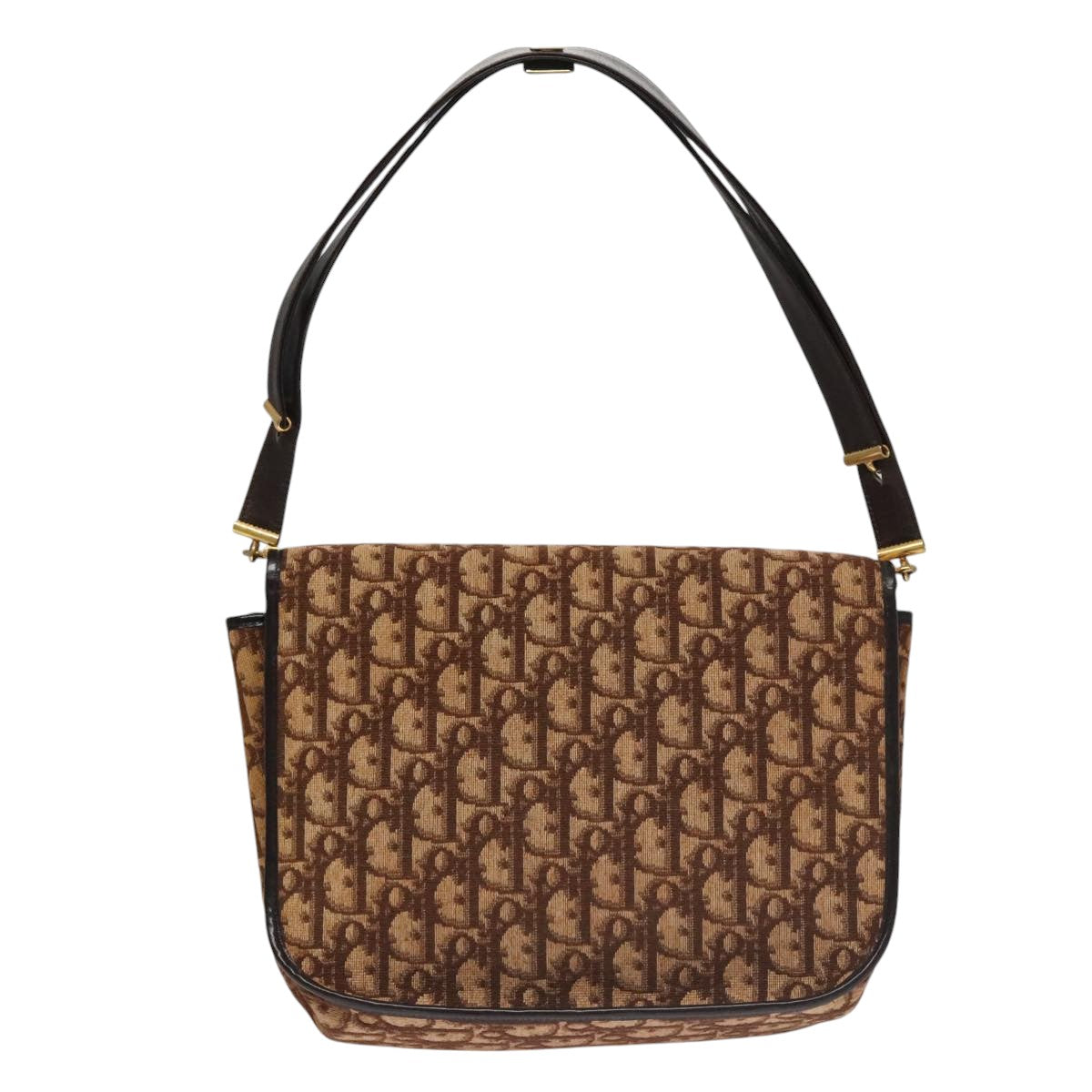 Dior Trotter Brown Canvas Shoulder Bag (Pre-Owned)
