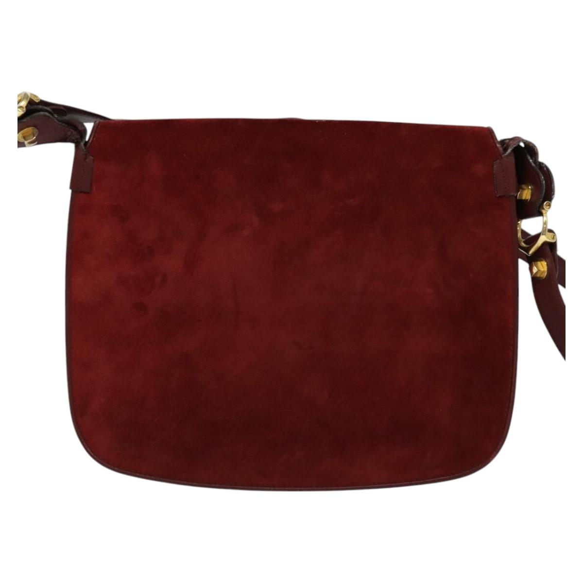 Cartier Must De Cartier Burgundy Suede Shoulder Bag (Pre-Owned)