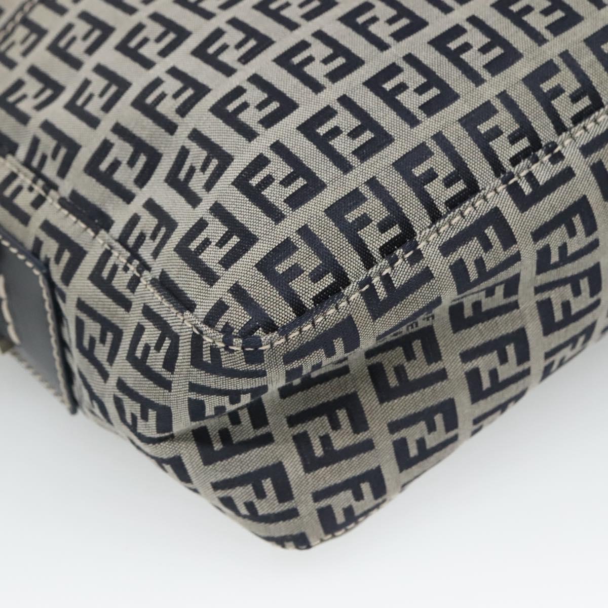 Fendi Zucchino Navy Canvas Shoulder Bag (Pre-Owned)