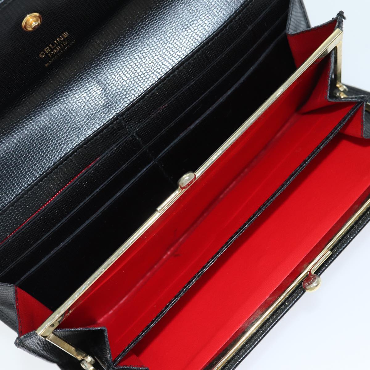 Céline Logo Du Cercle Black Leather Wallet (Pre-Owned)