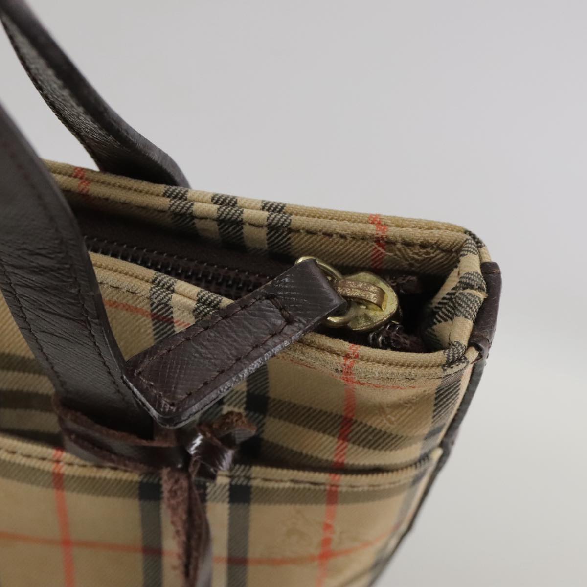 Burberry Nova Check Beige Canvas Handbag (Pre-Owned)