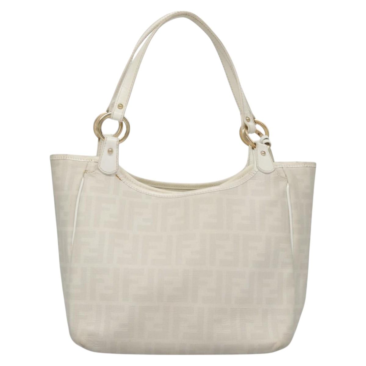 Fendi Zucca White Canvas Handbag (Pre-Owned)
