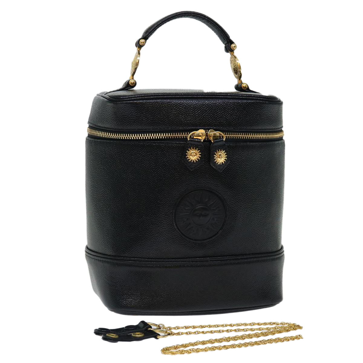 Versace Vanity Black Leather Handbag (Pre-Owned)