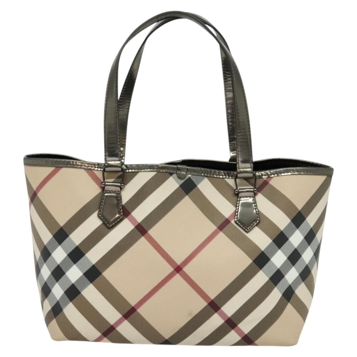 Burberry Nova Check Beige Canvas Tote Bag (Pre-Owned)