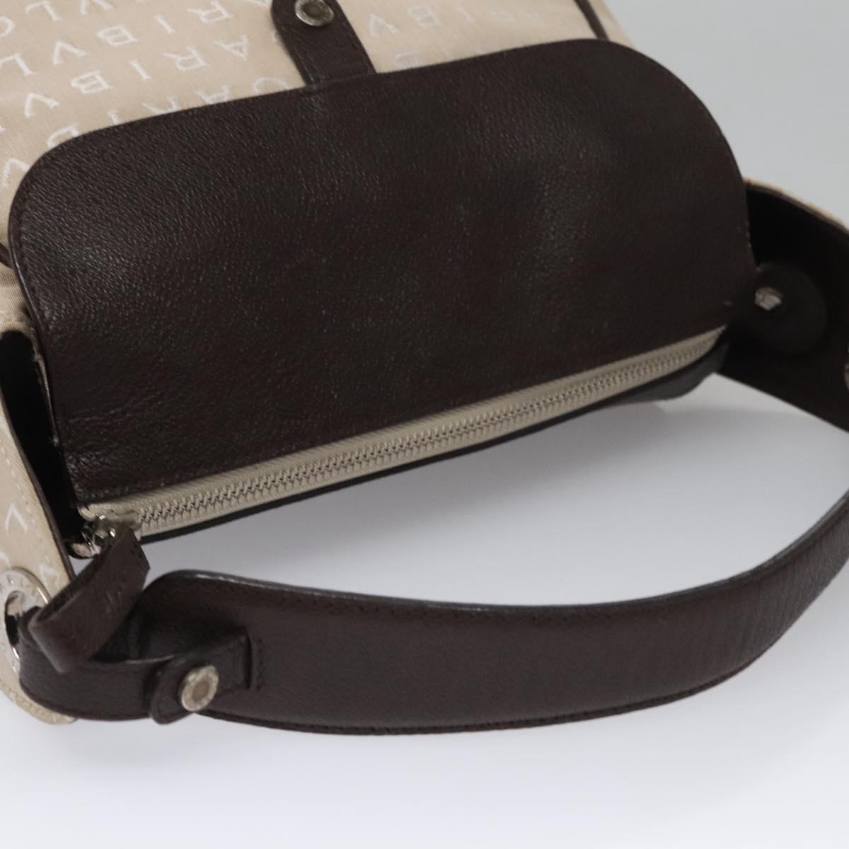 Bulgari Logo Mania Beige Canvas Handbag (Pre-Owned)
