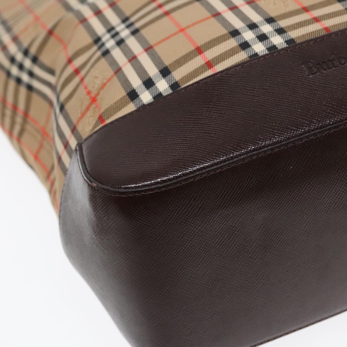 Burberry Nova Check Beige Canvas Shoulder Bag (Pre-Owned)