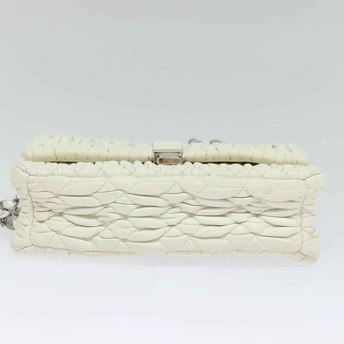 Miu Miu Crystal White Leather Shoulder Bag (Pre-Owned)