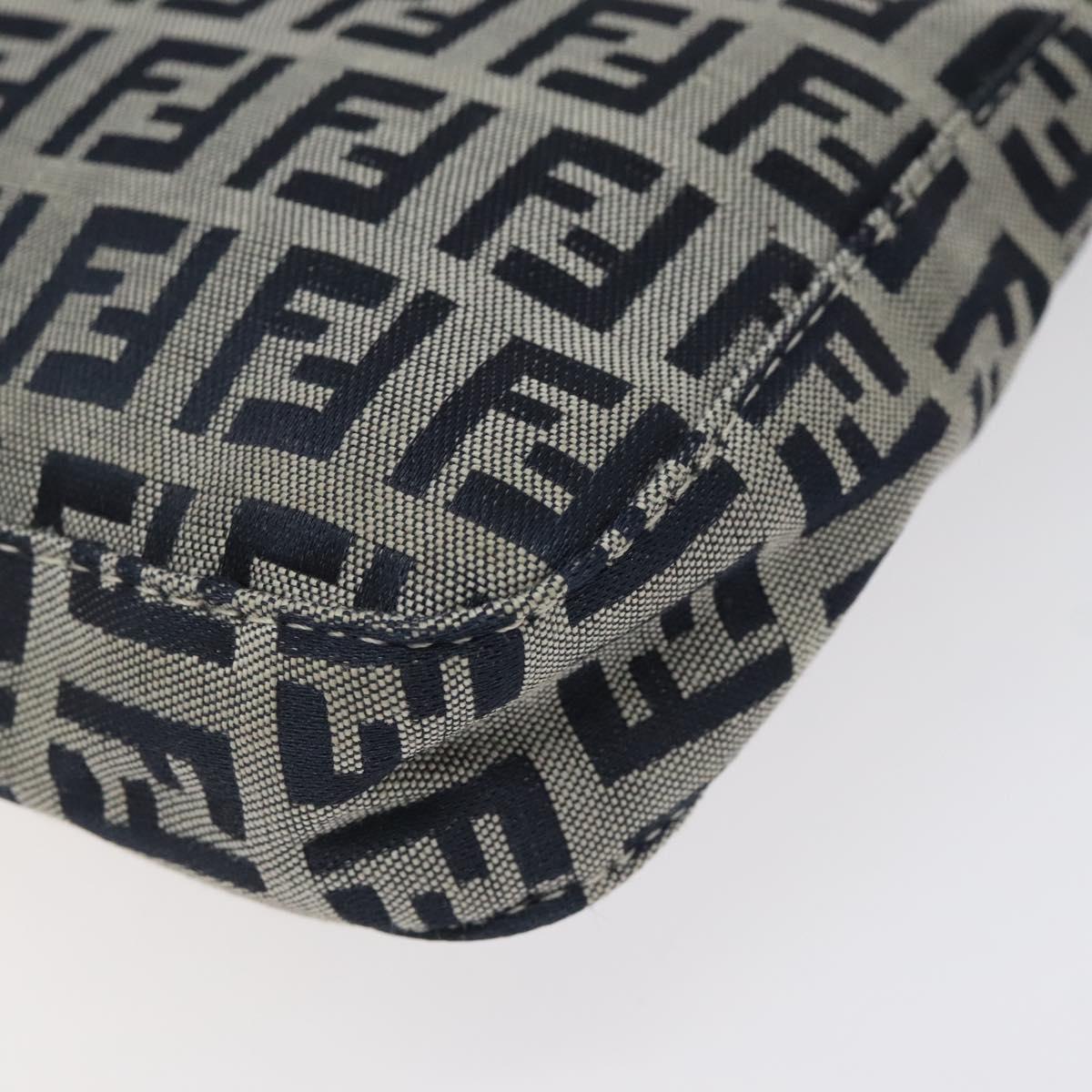 Fendi Zucchino Navy Canvas Shoulder Bag (Pre-Owned)