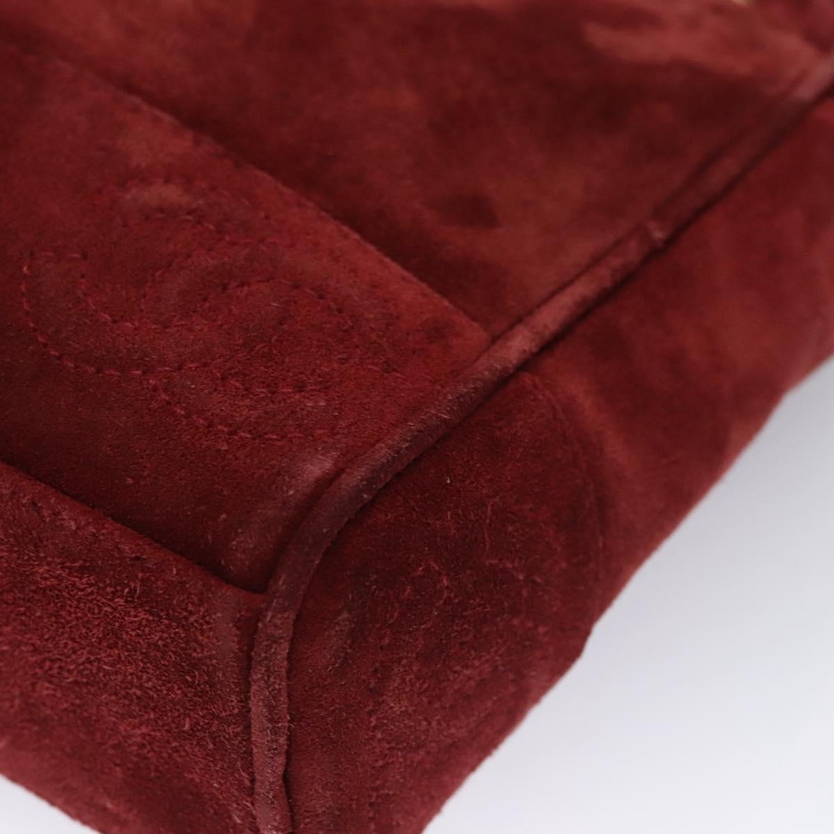 Chanel Triple Coco Red Suede Shoulder Bag (Pre-Owned)