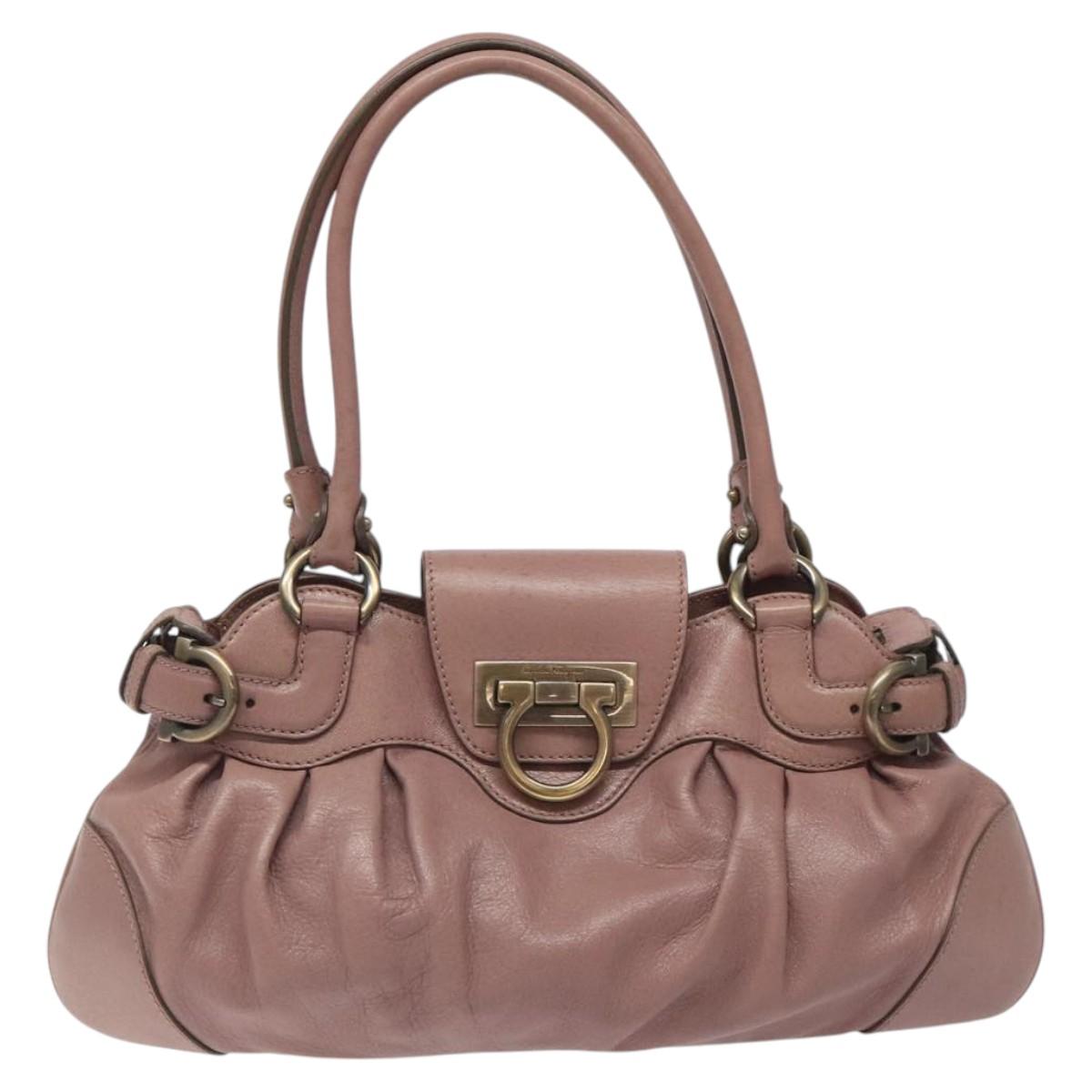 Salvatore Ferragamo Gancini Pink Leather Handbag (Pre-Owned)