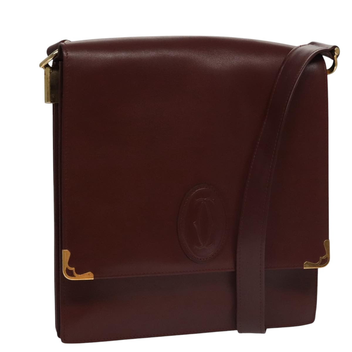 Cartier Must De Cartier Burgundy Leather Shoulder Bag (Pre-Owned)